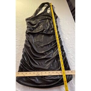 Bebe One Shoulder Ruched Mini Dress Black Snakeskin Small Black Sleeveless Party